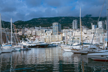 Fototapeta na wymiar Monaco / Francia - December 10, 2022: Montecarlo town view, Montecarlo, Monaco, France, Europe