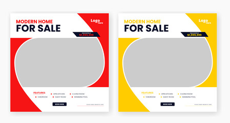 Real estate home sale marketing social media banner post template