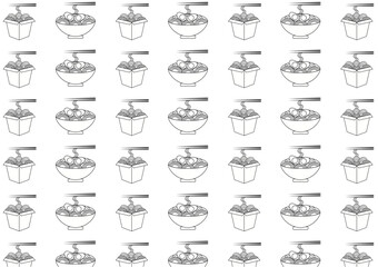 Ramen and asian noodle pattern.