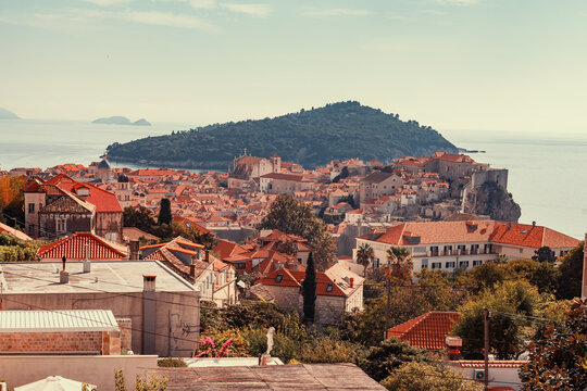 The city of Dubrovnik in Croatia with high vantage point