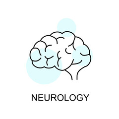Neurology linear icon with human brain. Neurology in linear style isolated. vector eps10