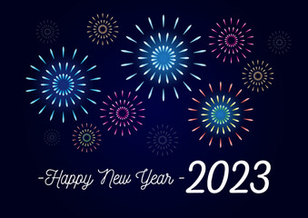 Happy new year 2023 illustration with fireworks