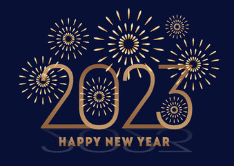 Happy new year 2023 illustration with fireworks