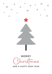 christmas postcard with abstract fir tree design