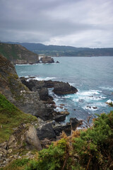 Fototapeta na wymiar Punta socastro cliffs and Atlantic ocean, Galicia, Spain