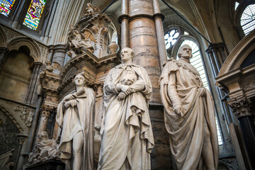 Poet's corner in Collegiate Church of Saint Peter at Westminster, high numbers of poets, play...