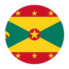 Grenada Flat Rounded Flag with Transparent Background