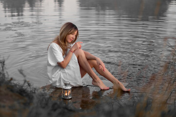 Woman by the lake