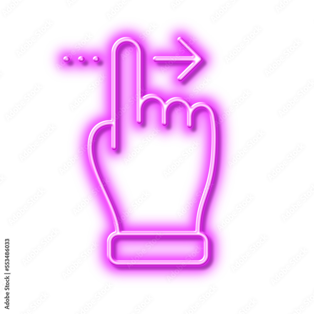 Aufkleber touchscreen gesture line icon. slide right arrow sign. swipe action. neon light effect outline icon.