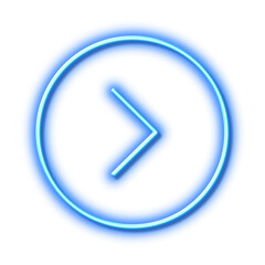 Forward arrow line icon. Next Arrowhead. Neon light effect outline icon.