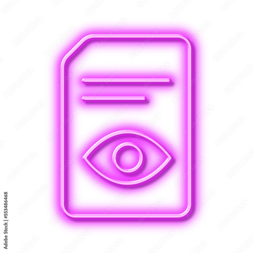 Poster view document line icon. open file sign. neon light effect outline icon.