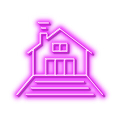 Terrace line icon. House architecture sign. Neon light effect outline icon.