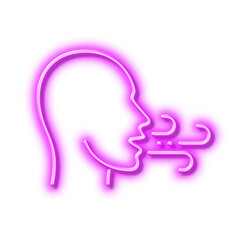 Breathing line icon. Breath difficulties sign. Neon light effect outline icon.