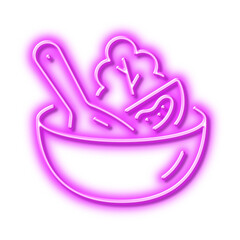 Salad line icon. Vegetable food sign. Neon light effect outline icon.