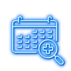 Medical calendar line icon. Doctor appointment sign. Neon light effect outline icon.