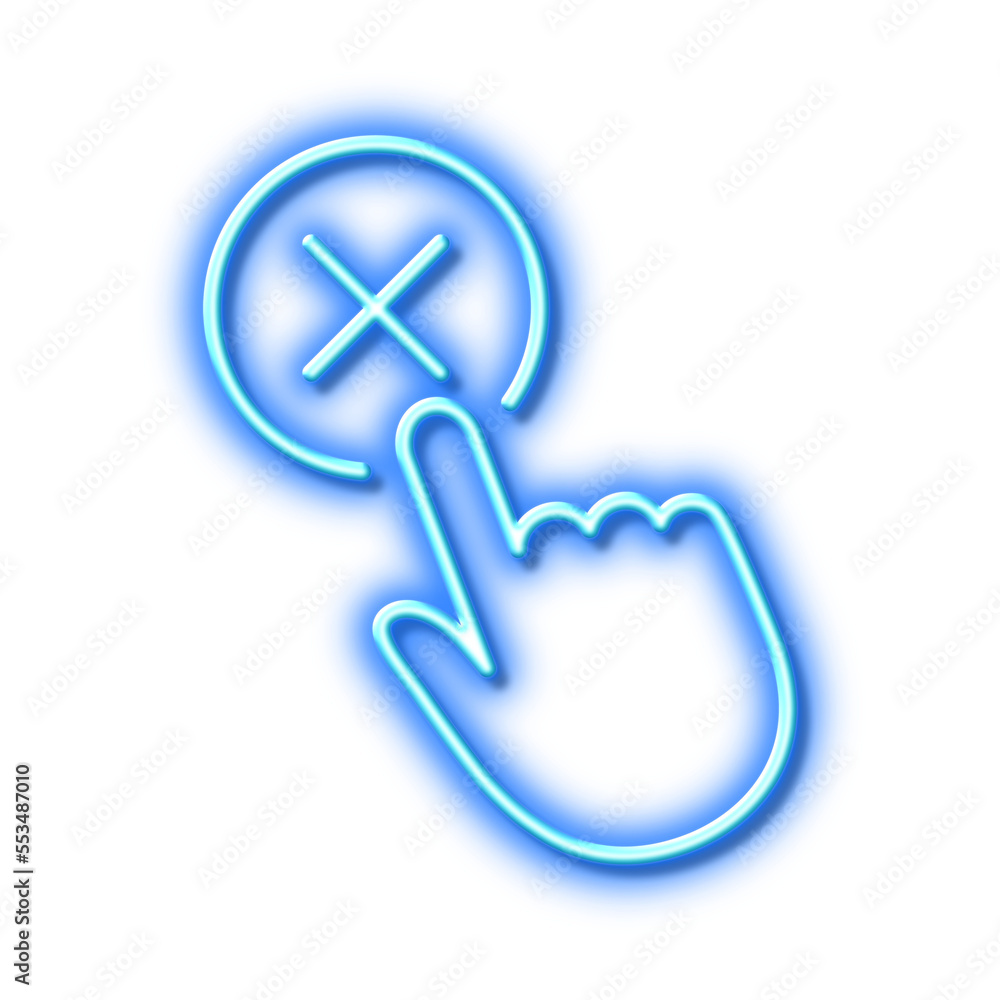 Aufkleber reject click line icon. decline button sign. neon light effect outline icon.