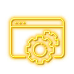Seo gear line icon. Web settings sign. Traffic management. Neon light effect outline icon.