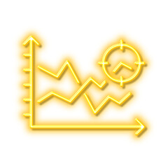 Seo analysis line icon. Web targeting chart sign. Traffic management. Neon light effect outline icon.