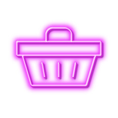 Shopping cart line icon. Online buying sign. Neon light effect outline icon.