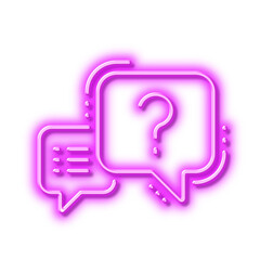 Question mark line icon. Quiz chat bubble sign. Neon light effect outline icon.