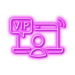 Vip line icon. Very important person access sign. Neon light effect outline icon.