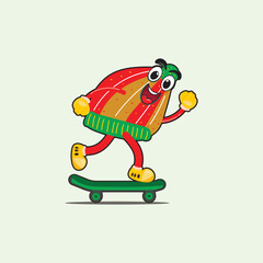 Mascot christmas cartoon character vector design. illustration character climb up the skateboard
