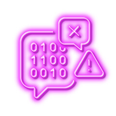 Binary code line icon. Ransomware threat sign. Neon light effect outline icon.