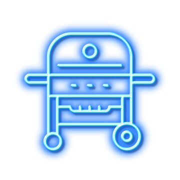 recommend clip art: Gas grill line icon. Barbecue cooker for cooking food sign. Neon light effect outline icon.