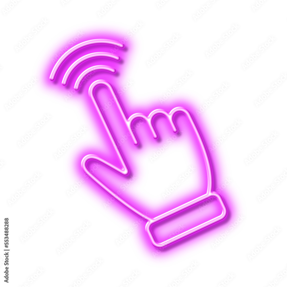 Poster hand cursor line icon. click action sign. neon light effect outline icon.