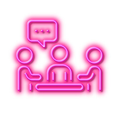 People chatting line icon. Business seminar sign. Neon light effect outline icon.