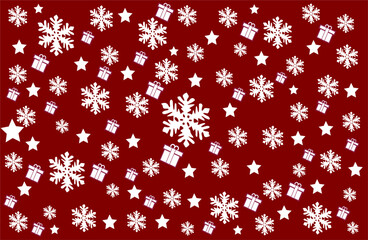 New Year decorative background with snowflakes and stars