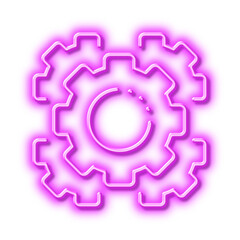 Seo gears line icon. Settings cogwheel sign. Traffic management. Neon light effect outline icon.