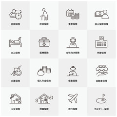 損害保険と生命保険のアイコン集 © Yano