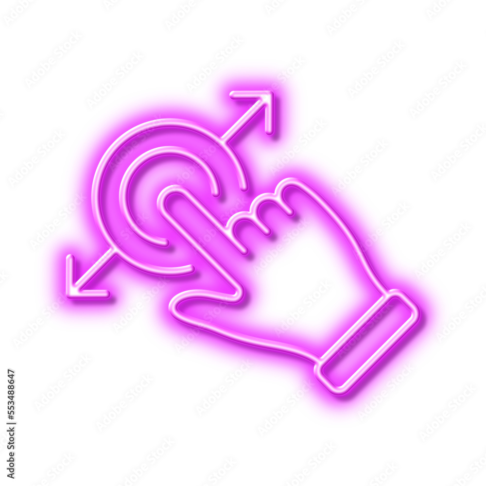 Poster touchscreen gesture line icon. drag and drop arrow sign. swipe action. neon light effect outline ico