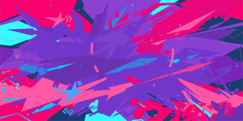 Trendy Metaverse Cyber Colorful Abstract Urban Street Art Graffiti Style Vector Illustration Template Background © Anton Kustsinski