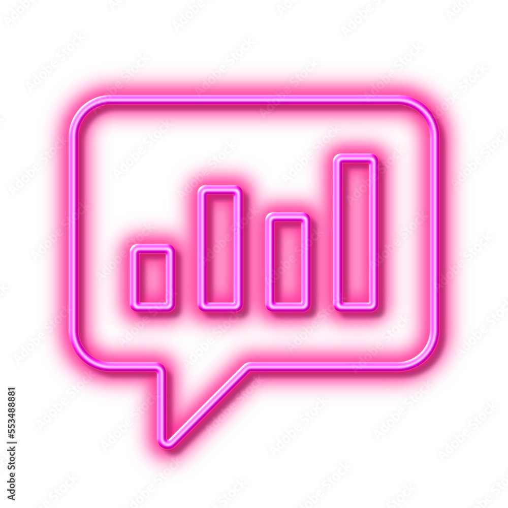 Aufkleber chart line icon. report graph in speech bubble. neon light effect outline icon.