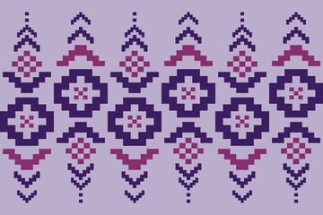 Blue cross stitch traditional ethnic pattern paisley flower Ikat background abstract Aztec African Indonesian Indian seamless pattern for fabric print cloth dress carpet curtains and sarong