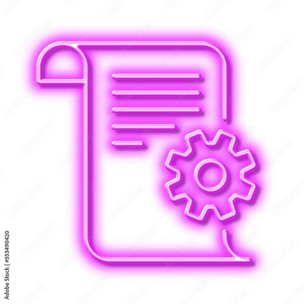 Poster technical documentation line icon. instruction sign. neon light effect outline icon.
