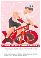 cross country XCO cycling event poster template modern style  vector illustration