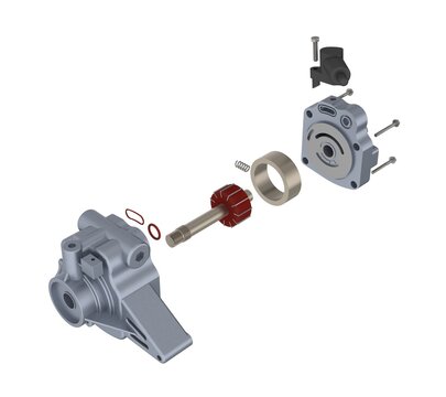 Automotive power steering pump 3D rendering isolated on white background