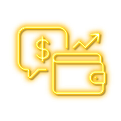 Wallet line icon. Money savings sign. Neon light effect outline icon.