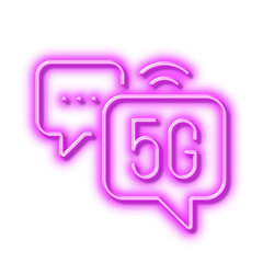 5g wi-fi internet line icon. Wifi wireless network sign. Neon light effect outline icon.