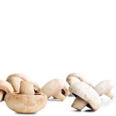Tasty fresh raw champignons on the desk