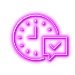 Time line icon. Select alarm sign. Neon light effect outline icon.