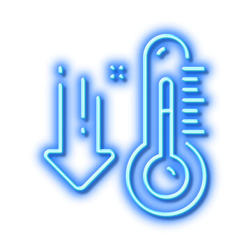 recommend clip art: Low thermometer line icon. Temperature diagnostic sign. Neon light effect outline icon.