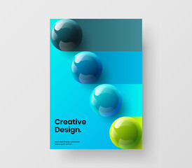 Creative catalog cover A4 vector design template. Simple 3D balls placard concept.