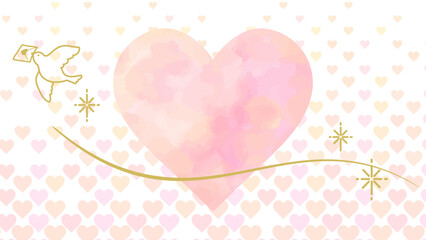 かわいいバレンタインデーのバナーテンプレート（水彩風、文字なし）