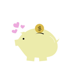 piggy bank and coin