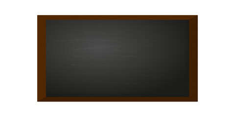 Dark blackboard with a wooden frame highlighted on a white background. An empty blackboard. Vector