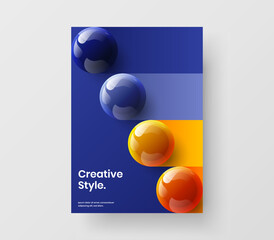 Creative book cover vector design concept. Colorful realistic spheres poster illustration.